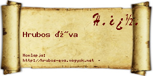 Hrubos Éva névjegykártya